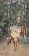 Percy Gray Cows in a Redwood Glade (mk42) oil